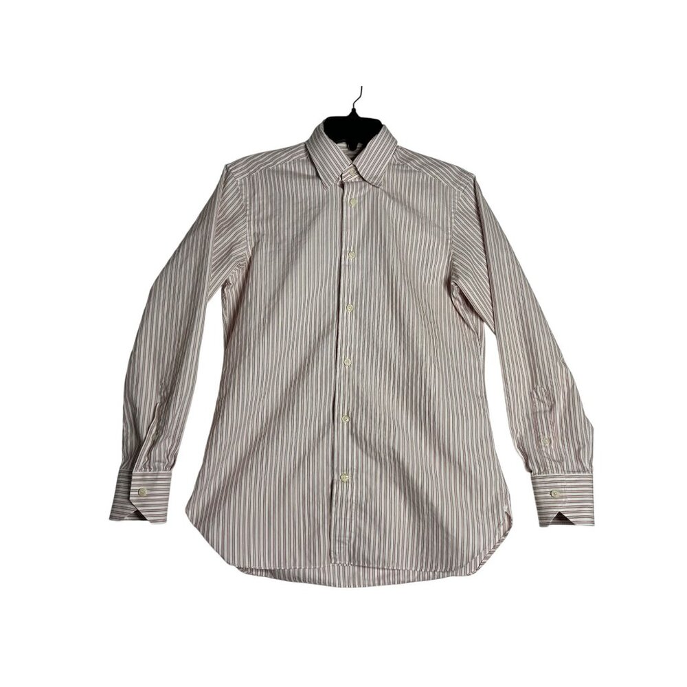 Ermenegildo Zegna SU MISURA L/S Pink Stripe Dress Shirt Mens Medium Slim Fit
